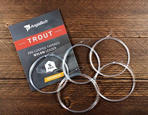 Anglatech Fly Fishing Leader Line 7.5ft 9ft 5 Pack Pre-Looped Nylon