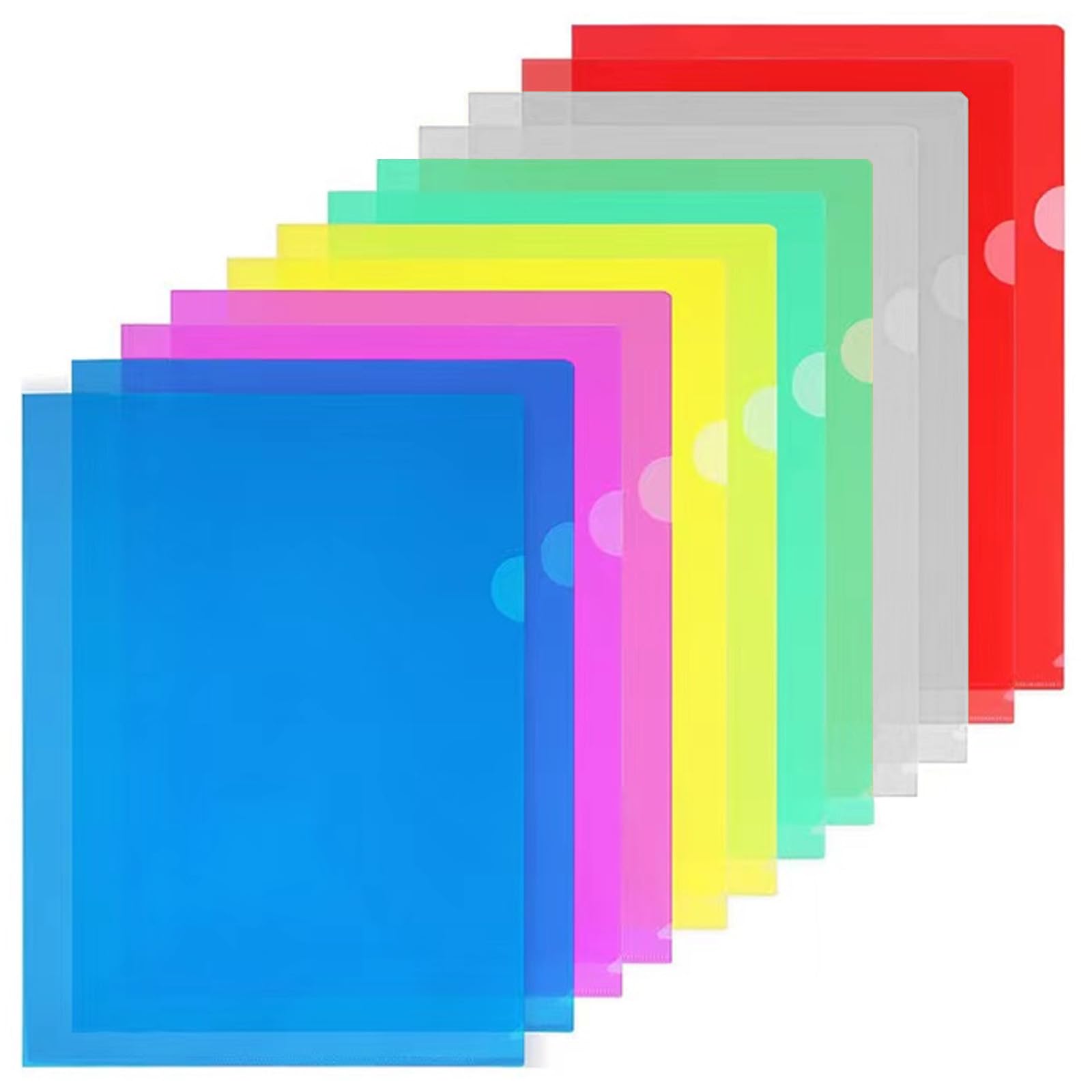 GESDYO 24 Pieces A4 Clear Plastic Folders,A4 Cut Flush Folders,6 Assorted Colours Plastic Sleeves Wallets, for Protection Files, Clear Side Cut File Cover for Work, Report, Project, Presentation