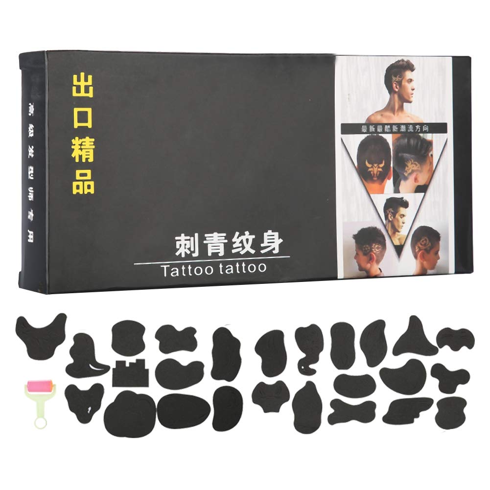 Tattoo Patterns Salon Barber Tools,Hair Tattoo Template Hair Carved 25 Pcs/Set Hair Trimmer Carved Tattoos Patterns Stencil DIY Salon Barber Tools for Men or Women