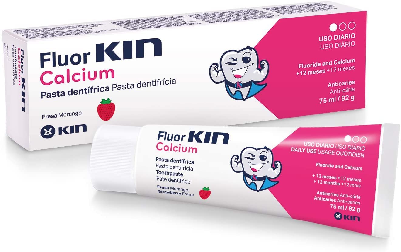 Fluor Kin Toothpaste ~ Childrens Strawberry Flavour with Calcium and Fluoride
