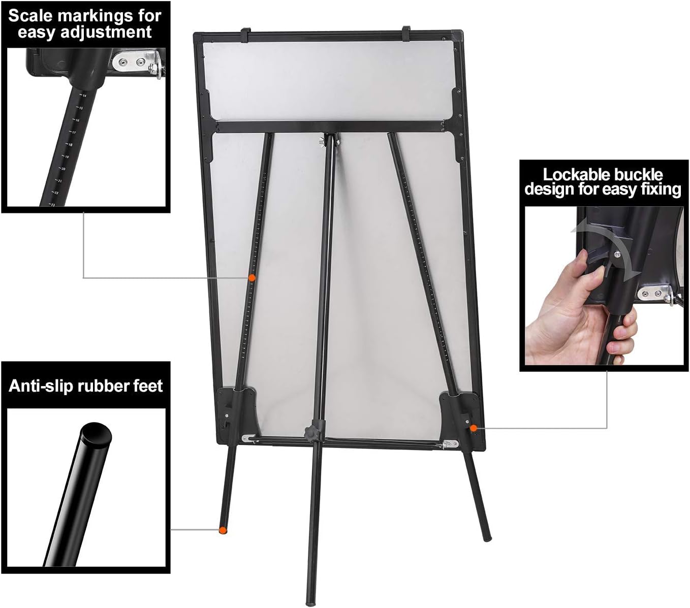 Easel White Board, Magnetic Tripod Dry Erase Board 36 X 24 inch, Portable Standing Whiteboard Easel Adjustable Height with 6 Magnets, 3 Markers, 1 Magnetic Dry Eraser for School, Home, Office : Office Products