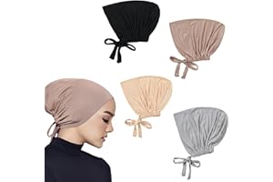 4 PCS Women Hijab Undercap, Bandanna Bonnet, Lslamic Muslim Headscarf Bonnet,Adjustable Size Headscarf Bonnet (4 colors)