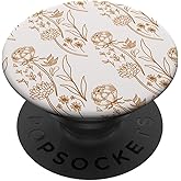 Flowers Floral Beige Terracotta Bohemian Aesthetic Women PopSockets Adhesive PopGrip