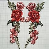 C-Pioneer 2pc DIY Rose Flower Embroidery Applique Patches Sew on Clothing Accessories