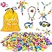 Edycur 500 Pcs Arty Snap Pop Beads Set with Storage Bag, Creative DIY Jewelry Kit for Headwear Necklace Earrings Bracelets Rings , Idea Birthday & Christmas Gifts Toys for Kids Toddlers Girls