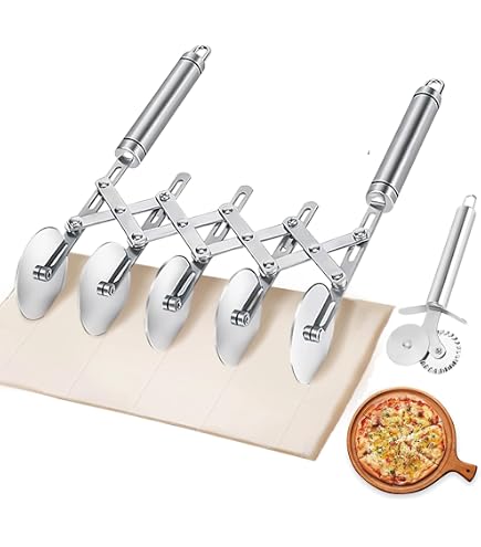 Adjustable Stainless Steel Pastry Cutter - 7 Wheel Pizza & Dough Divider, Rust-Free