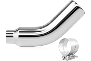 4 Inch Stainless Steel Diesel Exhaust Elbow Tip with a Clamp, 4'' Inlet 5'' Outlet 23'' Long Exhaust Tip Elbow for Cars Truck