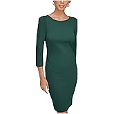 Calvin Klein Womens 3/4 Sleeve Round Neck Sheath
