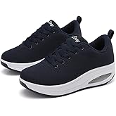 RUIDENG Walking Shoes for Women Air Cushion Nurse Slip Resistant Work Running Sneakers Platform Sneakers Comfortable Rocker Thick-Soled Weight Light