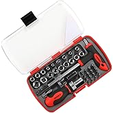 X-STEEL 38-Piece Screwdriver Bit Set，CR-V steel Impact Bit Set，1/4”Hex Shank Drill Bit Set with T-handle and magnetic ratchet handle and Storage Box for Impact Drivers, Professional & DIY Use
