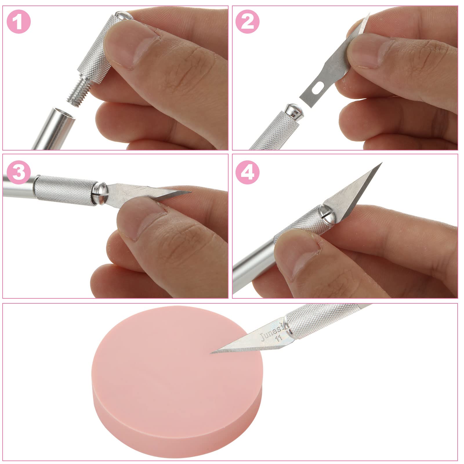 CertBuy 30 Pack Print Making Linoleum, Pink Speedy Carve Block, Round Print Blocks for Stamping, Rubber Carving Blocks for Printing, Soft Rubber Crafts, Linocut Block