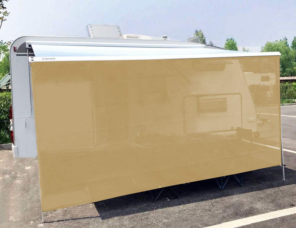Tentproinc RV Awning Sun Shade Screen 7' X 17' 3'' (Fit for 18' Awning) Mesh Sunshade Sunscreen UV Blocker Motorhome Camping Trailer Awning Screenshade Canopy Shelter - 3 Year Warranty (Beige)