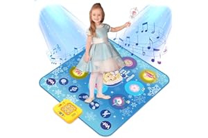Joytofic Dance Mat, Dance Game Frozen Toy for 3-12 Year Old Kids Girls, Dance Pad with Bluetooth,9 Challenge Game Modes, Double PK Mode,Built-in Music, Christmas & Birthday Gift(Blue Princess)