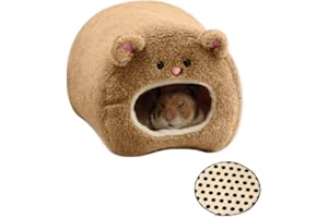 emours Rats Hamster Winter Warm Fleece Hanging Cage Hammock House Cute Bear Desige with Bed Mat, for Small Furry Animals