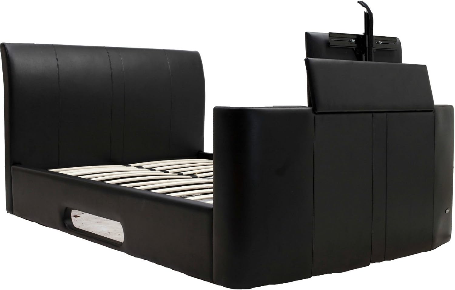 Luxury Texas Faux Leather Tv Bed Double Bed In Black Amazon Co