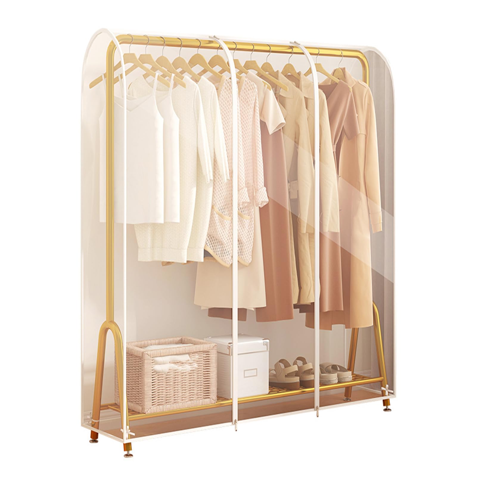 NICENEEDED 59'' Garment Bags for Hanging Clothes, Large Clear Closet Clothing Protector, Waterproof Garment Storage Bag Garment Rack Cover Bags with Zipper for Suits Coat Shirts Long Dress