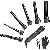 6-in-1 Curling Iron, Professional Instant Heat Up Hair Curling Wand Set with 6 Interchangeable Ceramic Barrels (0.35'' to 1.2