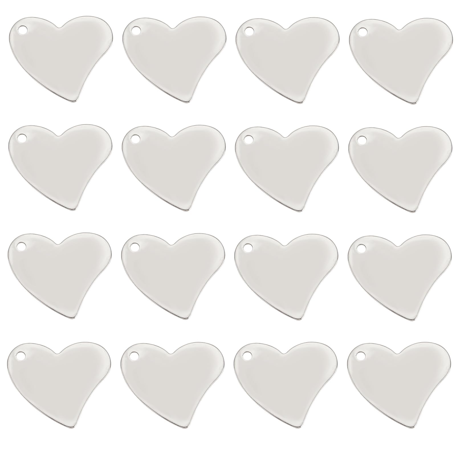 SUNNYCLUE 1 Box 50Pcs Valentines Day Stamping Blank Tags 304 Stainless Steel Heart Charms Blank Metal Love Charm Dog Cat Pets Message Word Tag Charm Heart Stamping Charms for jewellery Making Charms