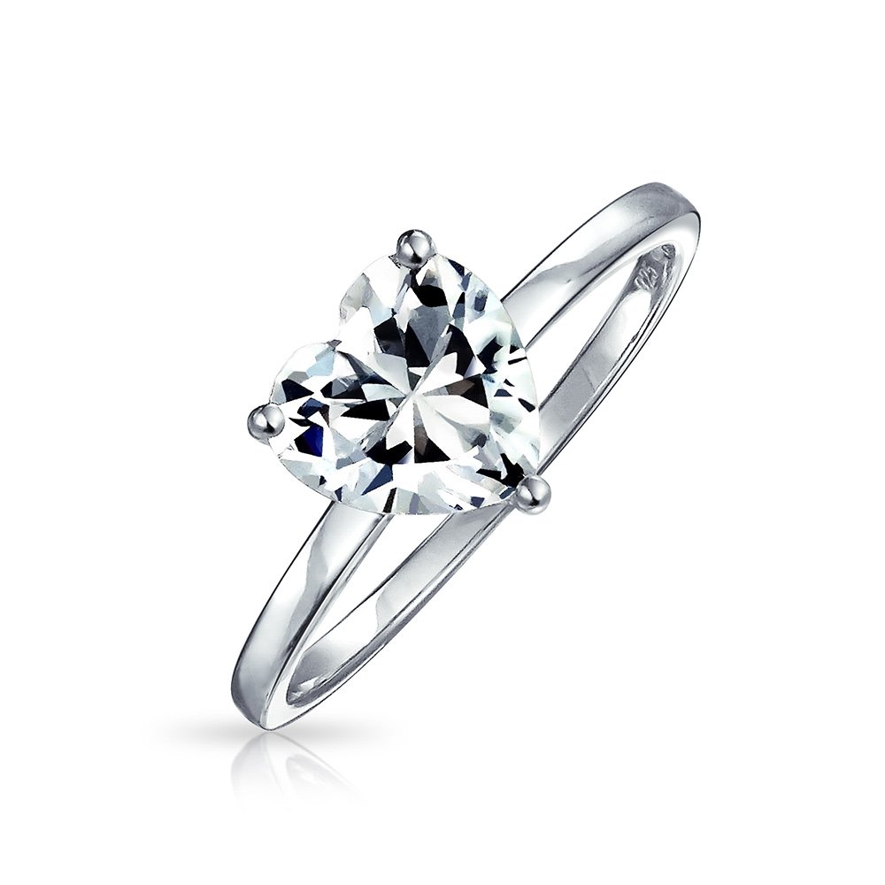 Buy Simple 2CT AAA CZ Solitaire Heart Shaped Engagement Ring Thin Band