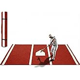 Malletra Heavy Duty Baseball Hitting Mat, 0.4" Thick Rollable Synthetic Turf Batting Mat, Non-Slip EVA Backed All Weather Batters Box Mat with Home Plate for Indoor Outdoor Training