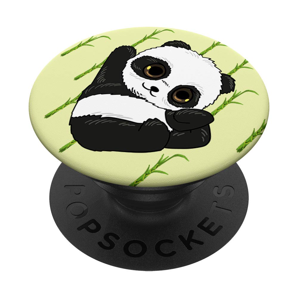 Panda Bamboo Pattern Cute Black White Bear Animal Lover Gift PopSockets Grip and Stand for Phones and Tablets