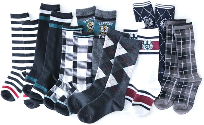 Amazon 靴下 キッズ 男の子 トラッドデザイン ハイソックス 8足セット 19 24cm 靴下 レッグウェア 通販
