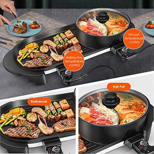 NATUREACT Electric Grill Indoor Hot Pot, Multifunctional Indoor BBQ