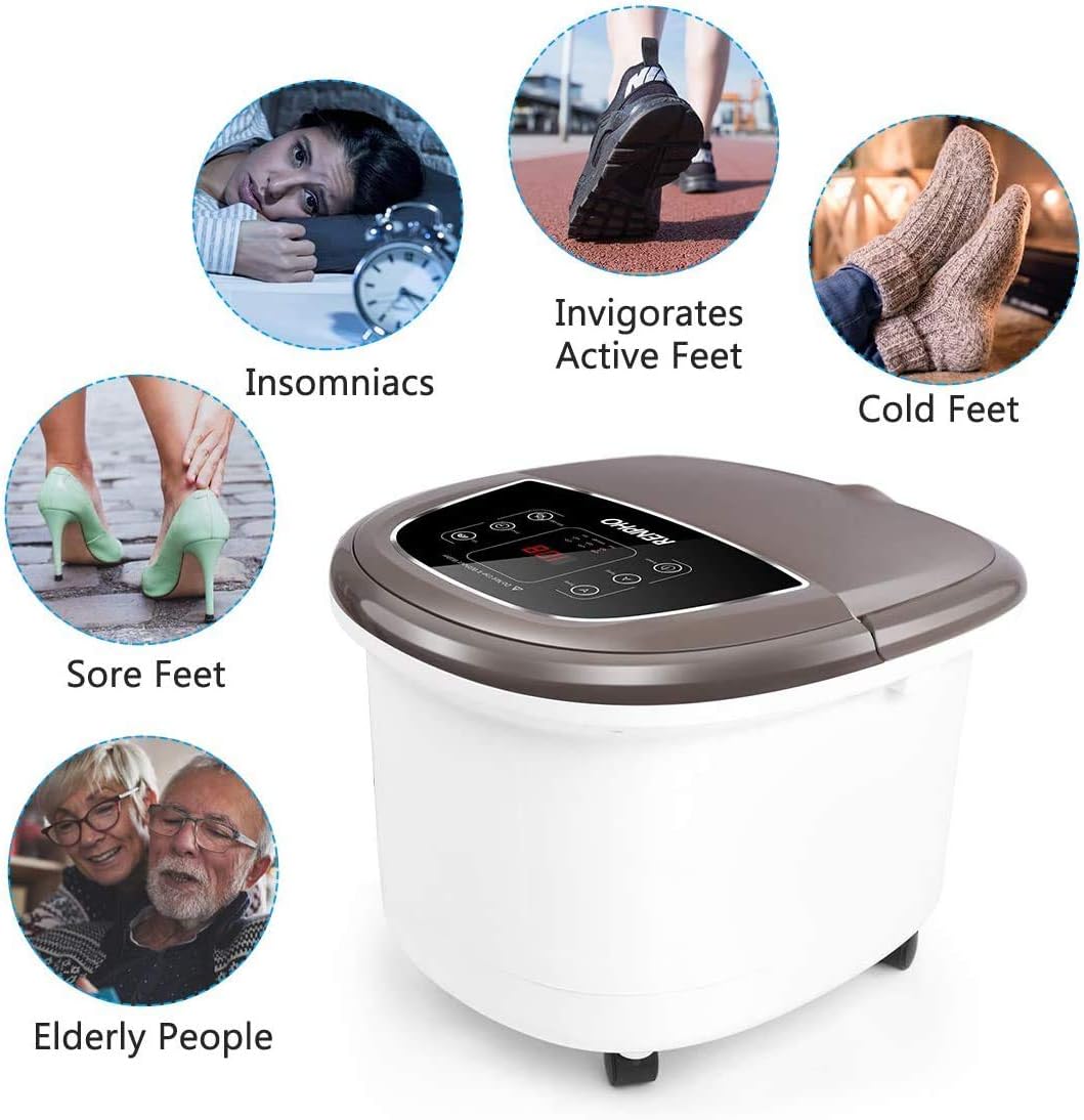 RENPHO Foot Spa Bath Massager with Motorized Massage, Fast Heating, and Powerful Bubble Jets, Automatic Shiatsu Massaging Rollers, Pedicure for Tired Feet, Adjustable Time and Temperature, LED Display: Health & Personal Care