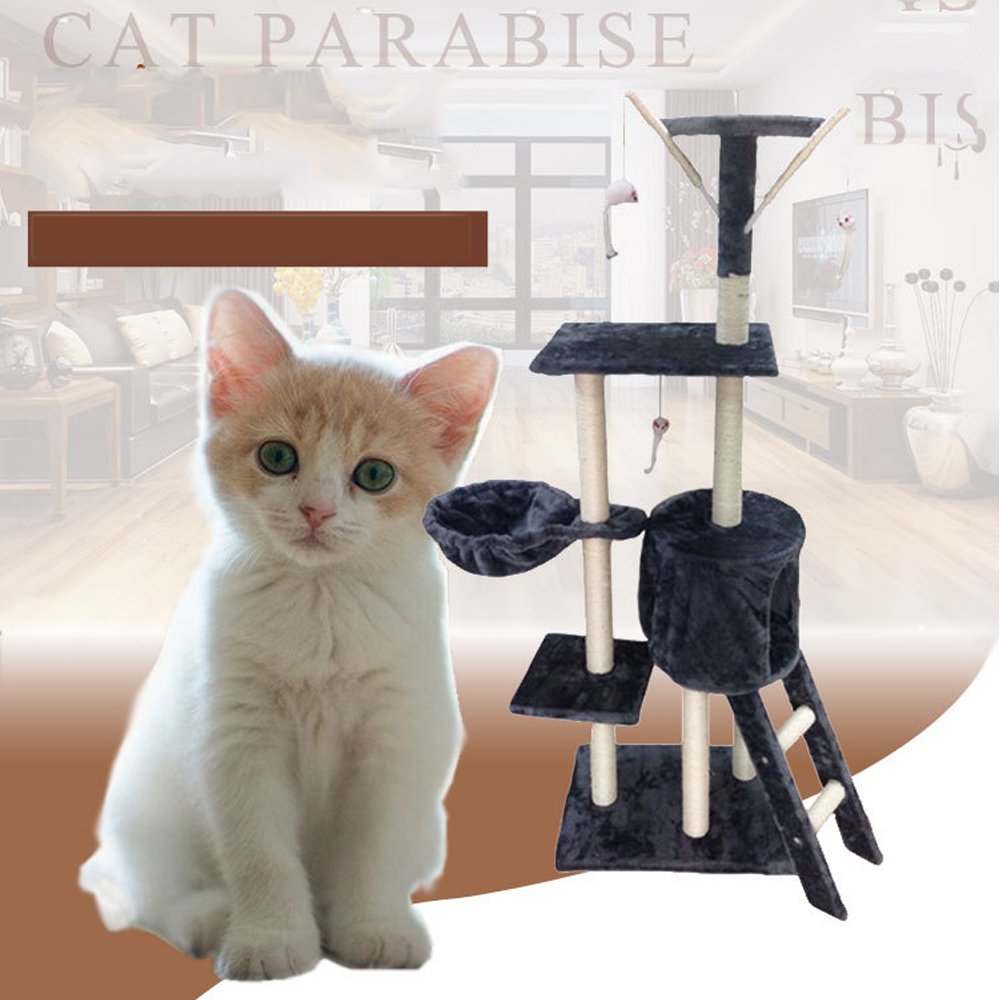 猫タワー 爪とぎ おもちゃ付 多頭飼い可 高さ138cm 組み立て式 グレー 据え置き キャットタワー グレー ベージュ ハンモック 隠れ家 B07qh52ln3 キャットタワー 60 Off Bakesbangpol Jatimprov Go Id