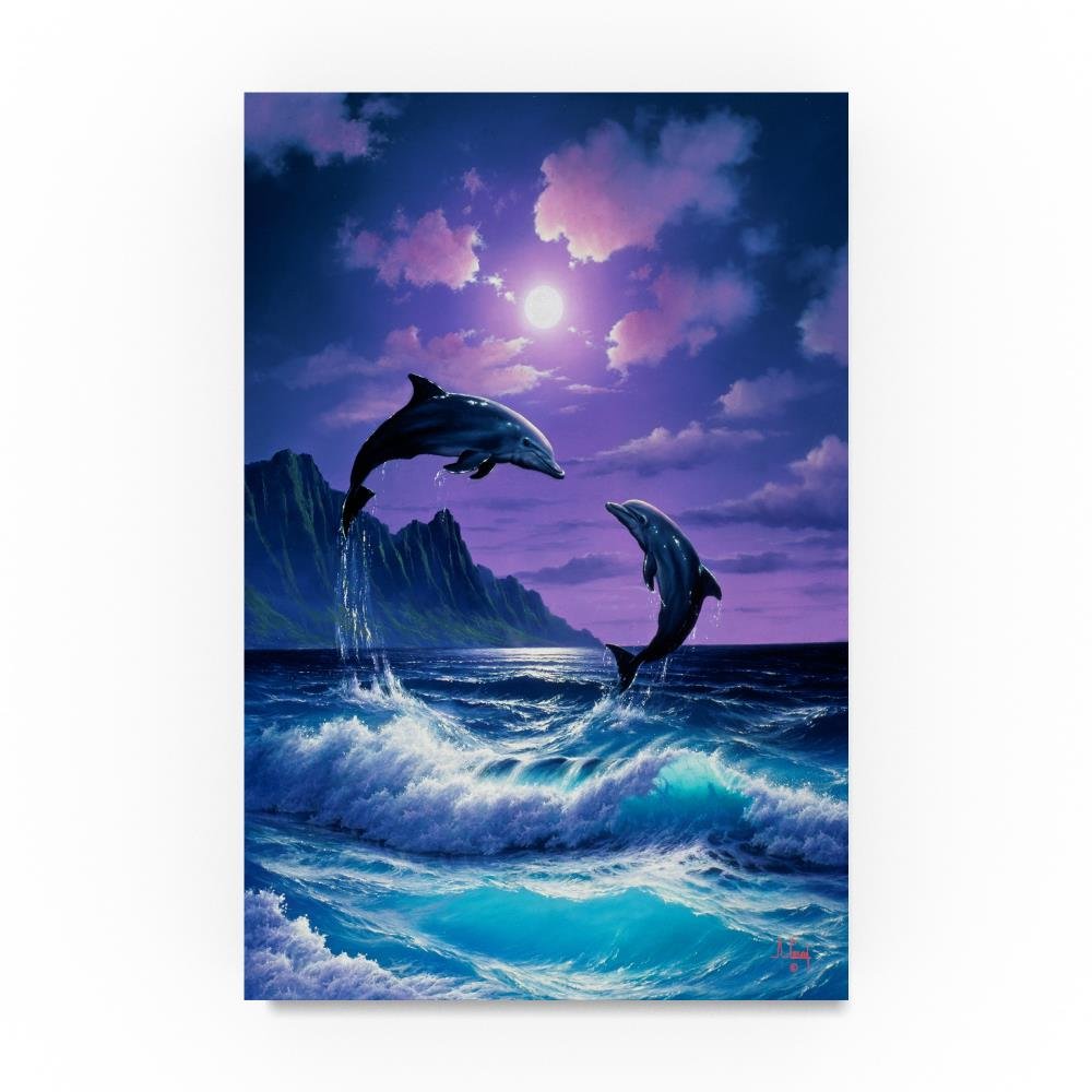 Jumping Dolphins by Anthony Casay, 12x19Inch Canvas Wall Art Buy
