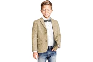 KSWYCT Boys Blazer Classic Jacket for Boy Wedding Retro Herringbone Casual Jacket Formal Tweed Patterned Sport Coat
