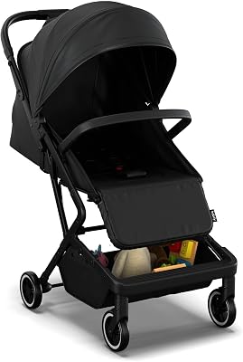Urban Ease Poussette - Naissance à 4 Ans (22 kg), Pliage à Une Main, Inclinaison & Repose-Pieds Réglables, Doublure Amovible, Panier Intégré, Capote à Fenêtre, Compacte, Noir