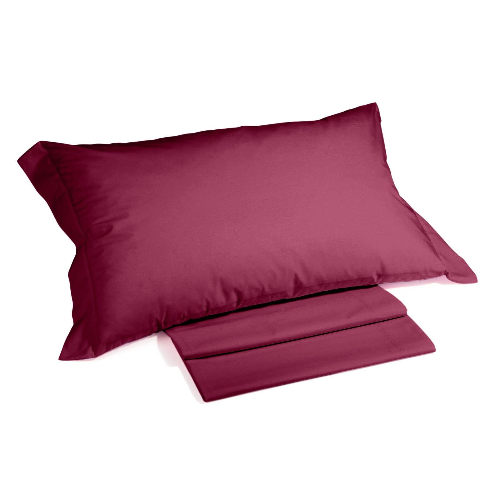 Caleffi - Solid Color Cotton Bed Sheet Set Double Bordeaux