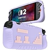 DLseego Protective Soft Case for Nintendo Switch 2 (2025), TPU Grip Cover for Joy Con, Controller Protectors-Shockproof & Scratch-Resistant Console Shell, Game Patterns - Purple