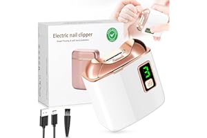 NORTHLET Electric Nail Clipper with LED Light, USB Rechargeable Nail Trimmer, 3-Speed Fingernail Manicure for Baby, Kids, Seniors, and Adults - Perfect for Elderly Nail Care (White)
