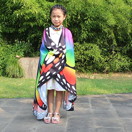 Monarch Butterfly Wings,Kemilove Prop Soft Fabric Butterfly Wings Shawl Fairy Ladies Nymph Pixie Costume Accessory (Kid,136108CM, Multicolor)