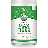 Manitoba Harvest Hemp Yeah Organic Max Fiber Protein Powder, Unsweetened, 16oz, with 13g of Fiber, 13g Protein and 2.5g Omegas 3&6 per Serving, Keto-Friendly, Preservative Free, Packaging May Vary