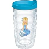 Tervis Blue Sequins Mermaid Made in USA Double Walled Insulated Tumbler Travel Cup Keeps Drinks Cold & Hot, 10oz Wavy, Lidded
