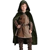 Renaissance Hooded Cape Witch Cloak Medieval for Boys Kids Halloween Costume