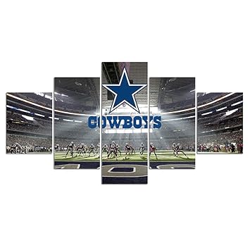 Chicicio Dallas Cowboys Stadium Wall Art Pictures Wall Decor 5 Panel Canvas Prints Nfl Sports Football Poster Frame Painting Dining Room Home Bedroom