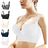 Runilut Women's Push Up Bra,Full-Coverage Underwire Bra,Hide Back Fat Deep Cup Bra,Smoothing T-Shirt Bra,Sculpting Uplift Bra