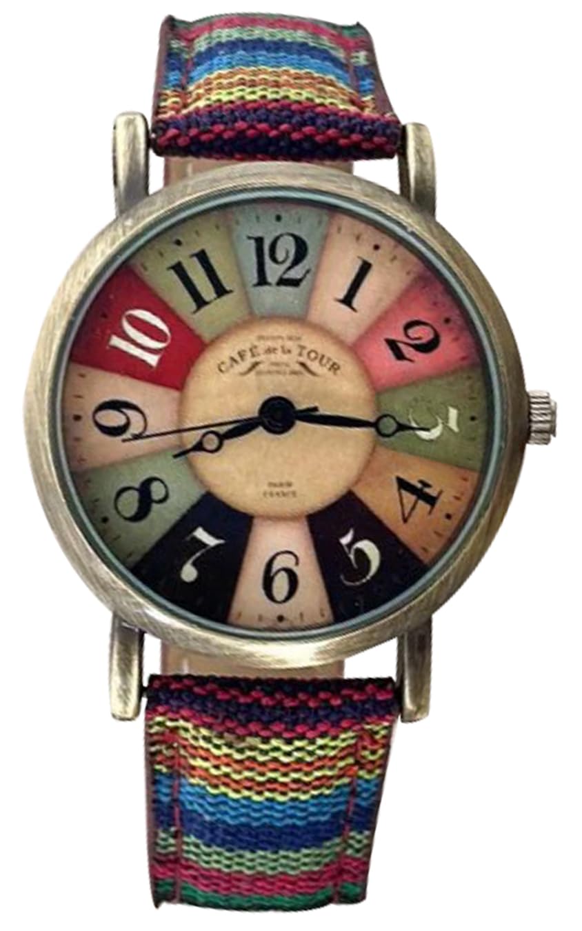 Gosasa Creative Multicolor Watch for Women Woven Strap Fashion Rainbow Pattern Women's Watches Boho Hippie Watch Casual Style Wonderful Ladies Gift