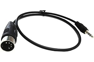 SinLoon 5-Pin DIN-Male Cable, 5 Pin Din Plug to 3.5mm(1/8in) TRS Stereo Male Jack Stereo Audio Cable for Playing The Musical Instrument Signal Output (0.5m,3.5M-5 DIN M)