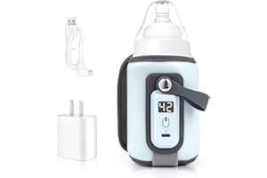 DANISSE Portable Bottle Warmer, Baby Milk Warmer for All Bottles, Rapid Heating Accurate Temperature Control with LED Display, USB Warmer Bottle Suitable for Home and Outing (Blue)