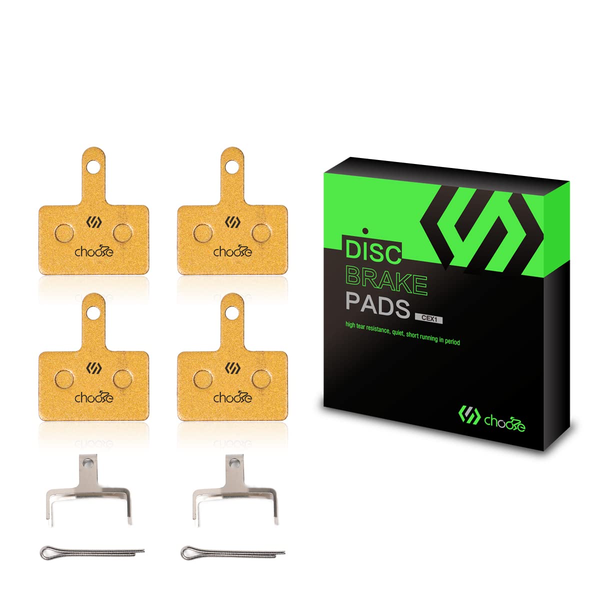 Chooee Bike Disc Brake Pads for Shimano B01S Deore Tektro M355 M375 M395 M415 M416 M416A M445 M446 M447 M465 M475 M485 M486 M495 M515 Semi-Metallic 2 Pairs