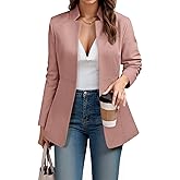 Cicy Bell Womens Business Casual Blazer Long Sleeve Open Front Notch Stand Collar Blazer Work Office Jacket Suit