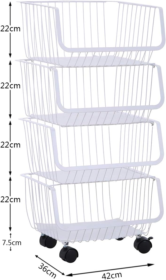 GOLDFAN 4 Tiers Fruit Baskets Fruit and Veg Storage Racks Stacking