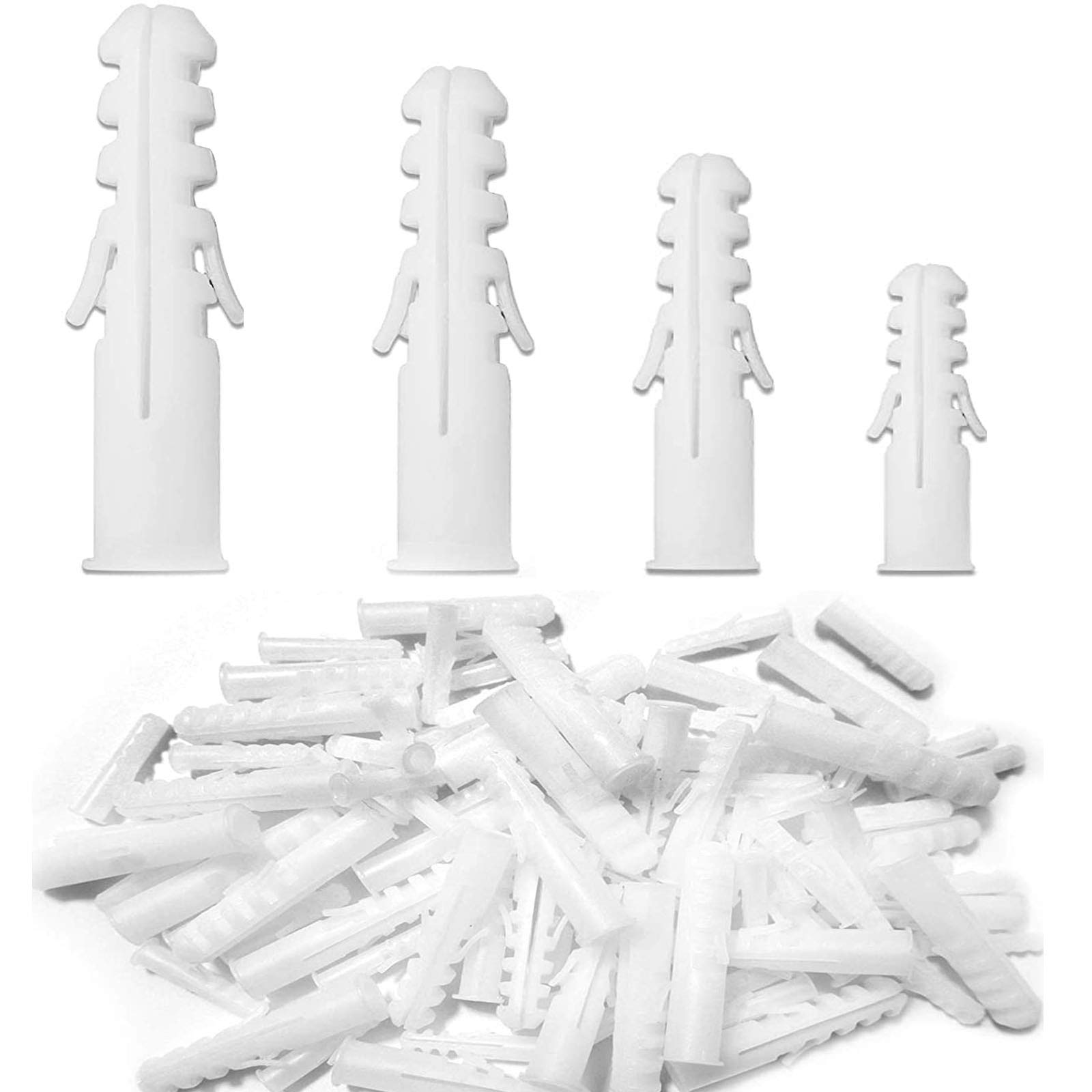 300Pcs Wall Plugs Assorted Plasterboard,Rawl Screw Plugs Plastic Fish Type Extension Raw Plugs Fixings for Masonry Effective Mounting of TV's,Mirrors Screws Fastener Kits 5mm 6mm 8mm 10mm