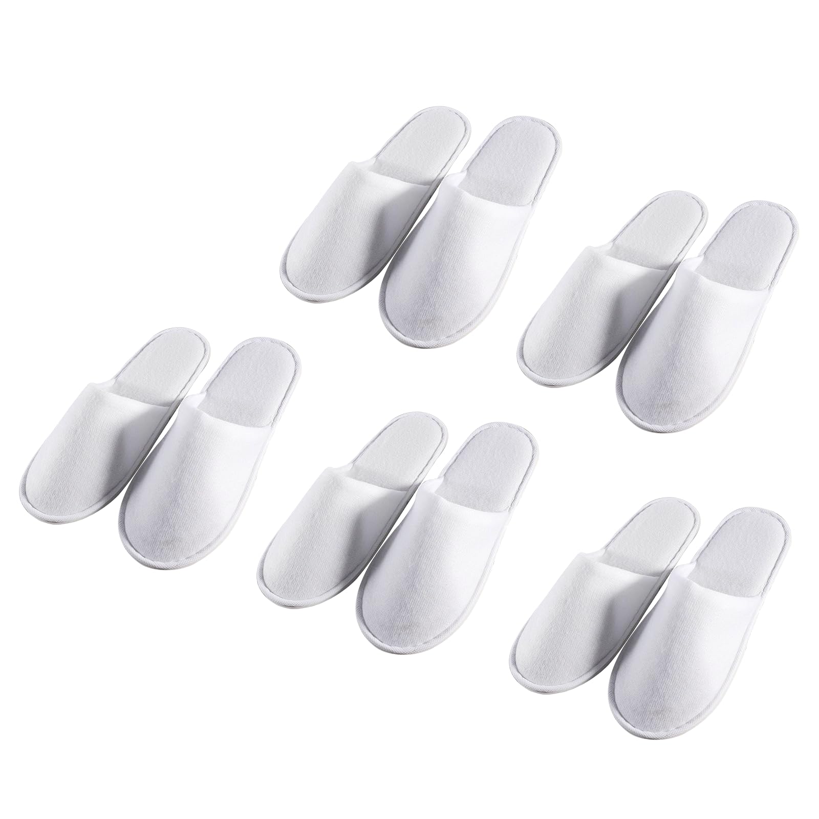Sobotoo 5 Pairs Disposable Slippers White Non-Slip Closed Toe Slippers Shoes Comfortable Waffle Adult Slippers for Spa Guest Travel Hotel Nail Salon (A)