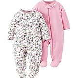Child Of Mine by Carter's Baby Girl Pink and Multicolor Sleep N Play, 2-Pack